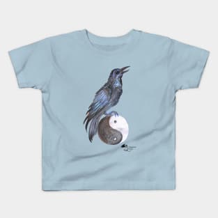 Ravens Black Bird Blackbird Raven Crow Yin Yang Ebony Fierce Kids T-Shirt